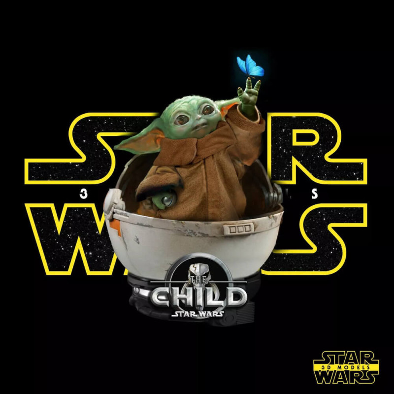 Grogu Bust - Star Wars 3D Принт Модель .c4d .max .obj .3ds .fbx .stl .blend