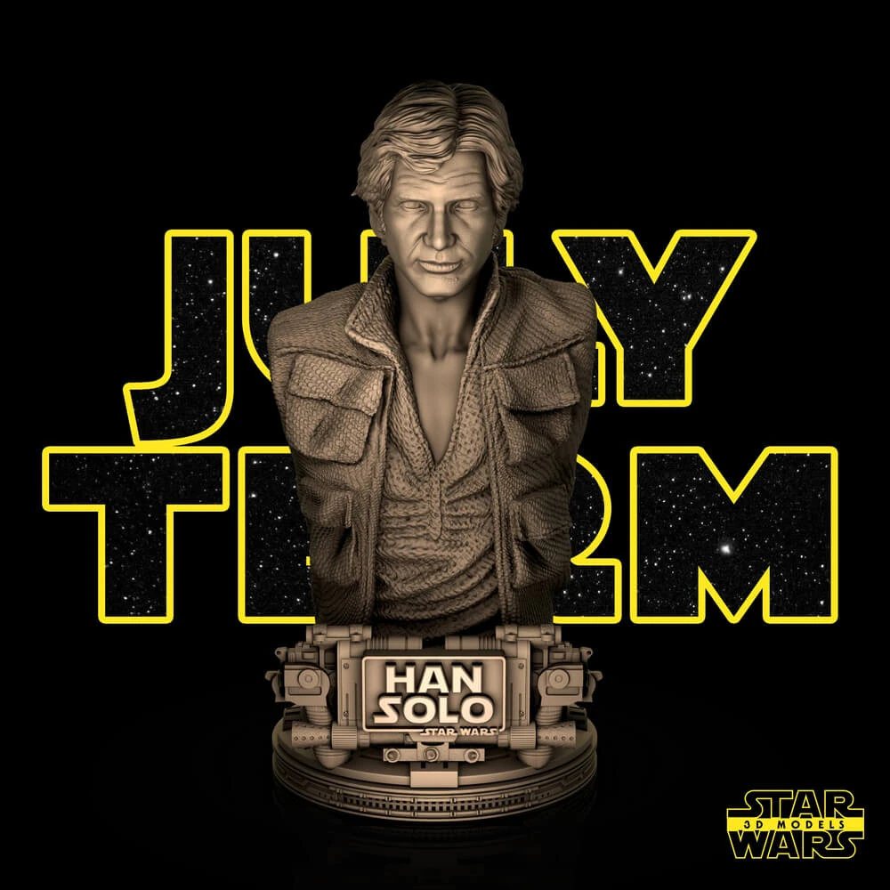 Han Solo-buste 3D printmodel .c4d .max .obj .3ds .fbx .stl .blend 