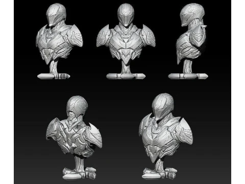 Patung Armor Gelap Model Cetak 3D