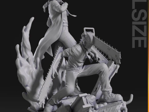 Makima and Denji 3D Print Model