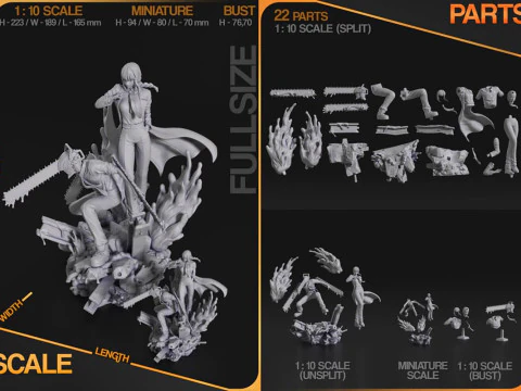 Makima and Denji 3D Print Model