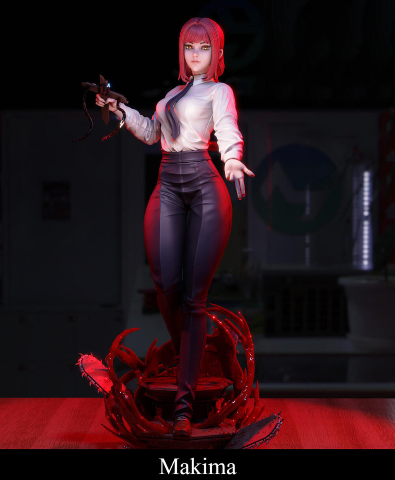 Makima Figure Model Cetak 3D .c4d .max .obj .3ds .fbx .stl .blend 