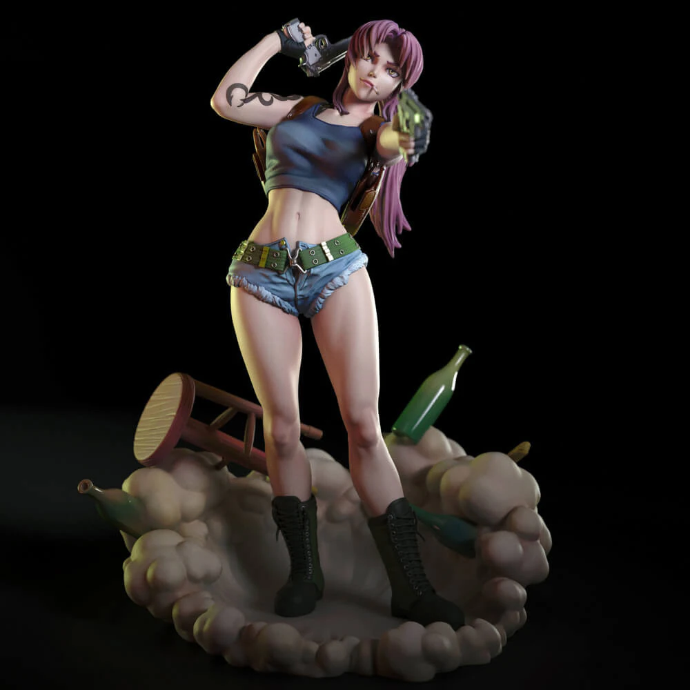 Revy - Black Lagoon 3D Print Model .c4d .max .obj .3ds .fbx .stl .blend 