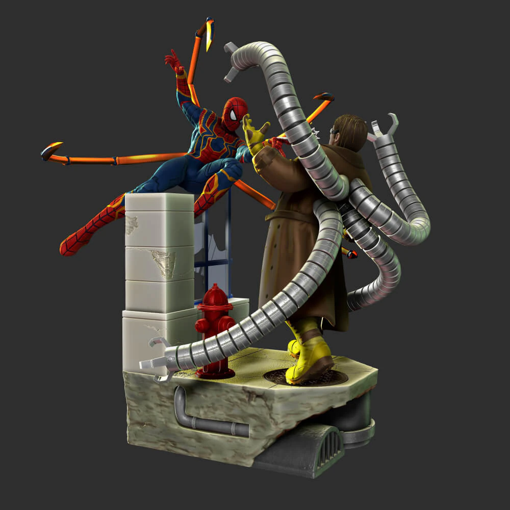 Spiderman Vs Doctor Octopus 3D Print Model .c4d .max .obj .3ds .fbx .stl .blend 