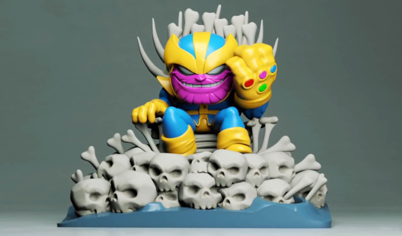 Thanos on Throne Chibi 3D 打印模型 .c4d .max .obj .3ds .fbx .stl .blend