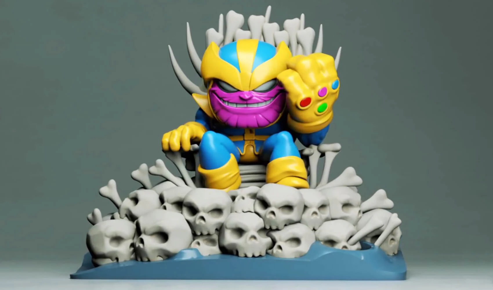 Thanos on Throne Chibi 3D Print Model .c4d .max .obj .3ds .fbx .stl .blend 