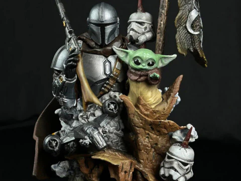 O Mandaloriano e Grogu Modelo de Impressão 3D