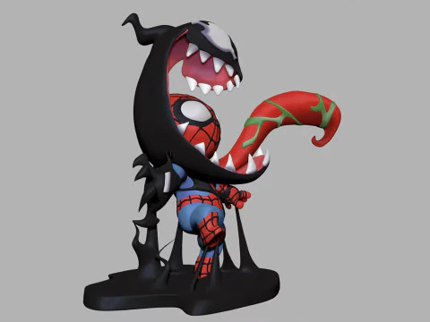 Venom Take Over Spiderman Chibi 3D Print Model