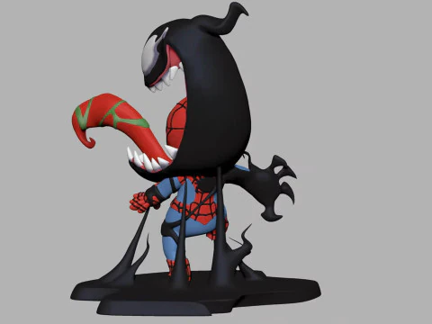 Venom Take Over Spiderman Chibi 3D Print Model