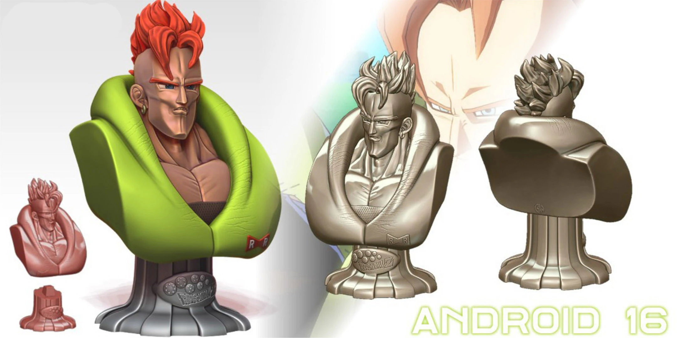 Android 16 Bust 3D Print Model .c4d .max .obj .3ds .fbx .stl .blend