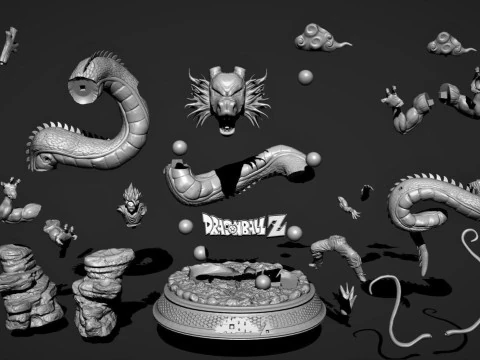 Shenron and Goku 3D Print Model
