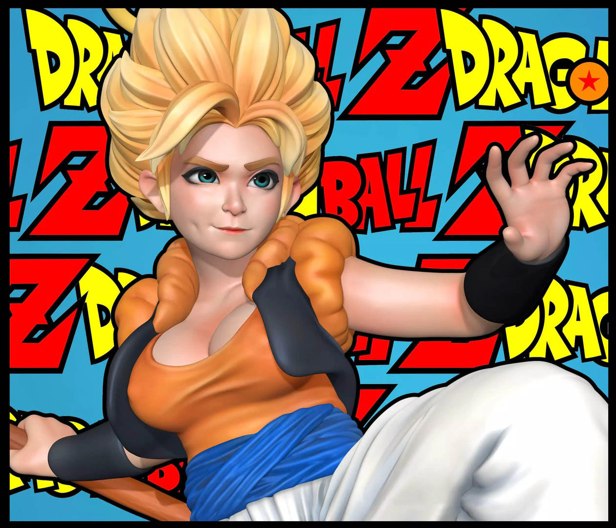 Gogeta Female Version 3D Print Model .c4d .max .obj .3ds .fbx .stl .blend 