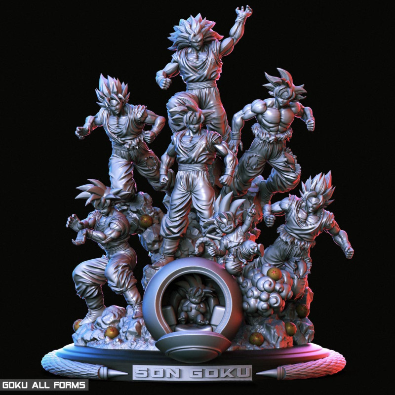 Goku All Forms 3D 프린트 모델 .c4d .max .obj .3ds .fbx .stl .blend 
