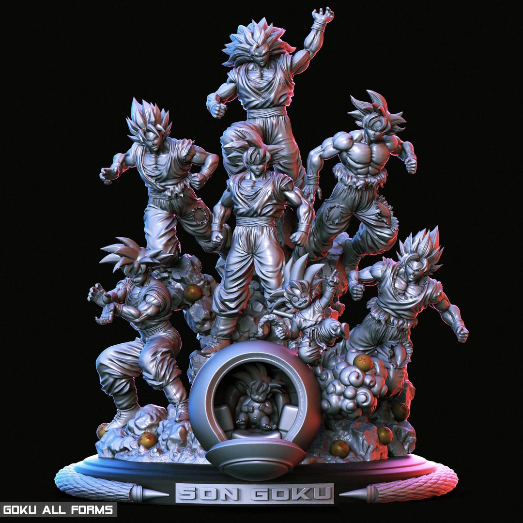 Goku All Forms 3D Print Model .c4d .max .obj .3ds .fbx .stl .blend 