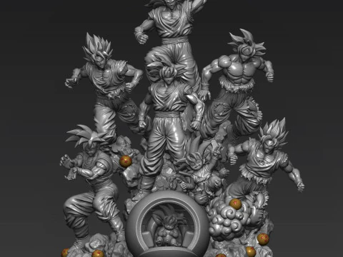 Goku All Forms 3D Print Model