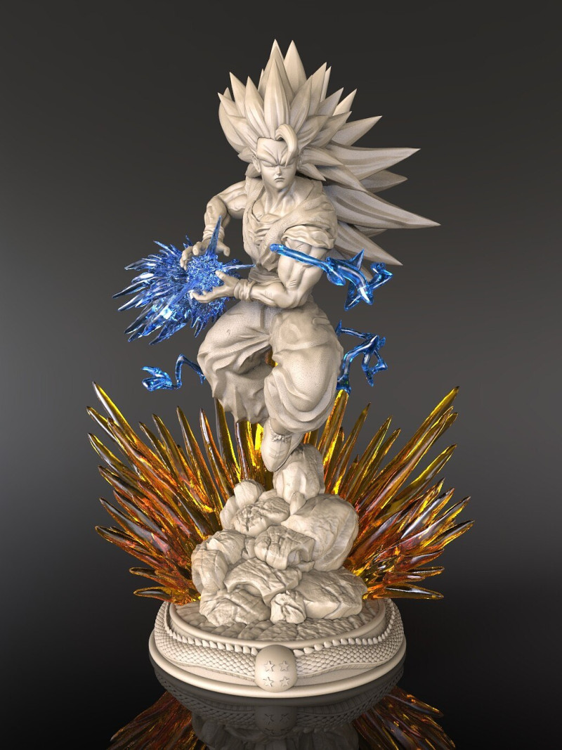 Goku SSJ3 Figurine Modello di stampa 3D .c4d .max .obj .3ds .fbx .stl .blend 
