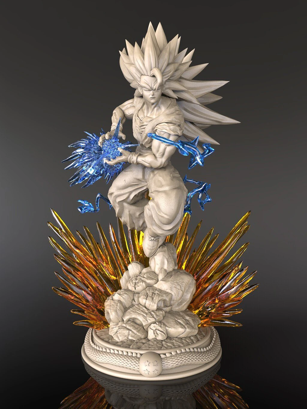 Goku SSJ3 Figurine 3D Print Model .c4d .max .obj .3ds .fbx .stl .blend 