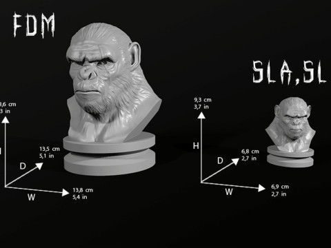 Koba Monkey Bust 3D printmodel