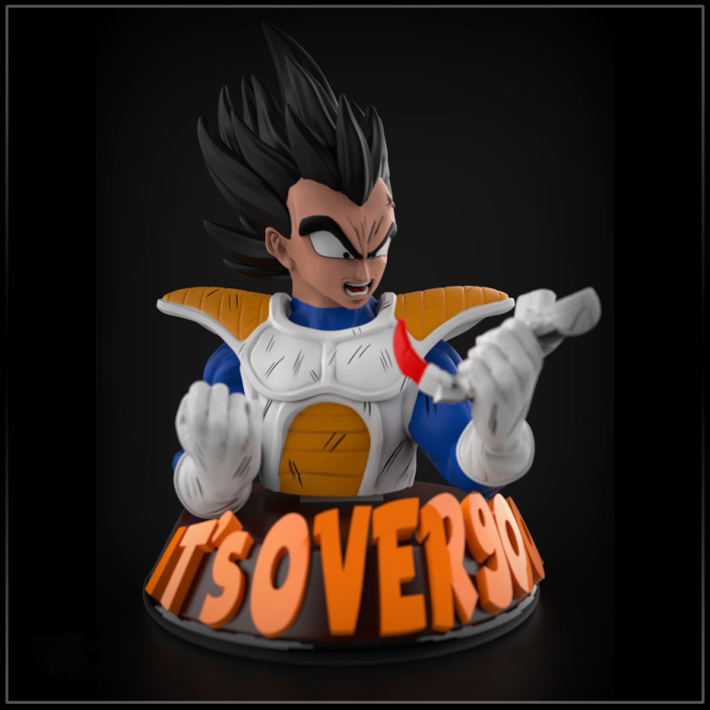 Vegeta Plus de 9000 Buste Modèles 3D en vedette .c4d .max .obj .3ds .fbx .stl .blend