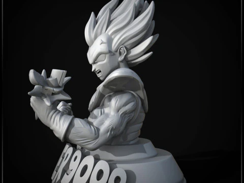 Vegeta Over 9000 Bust 3D Print Model