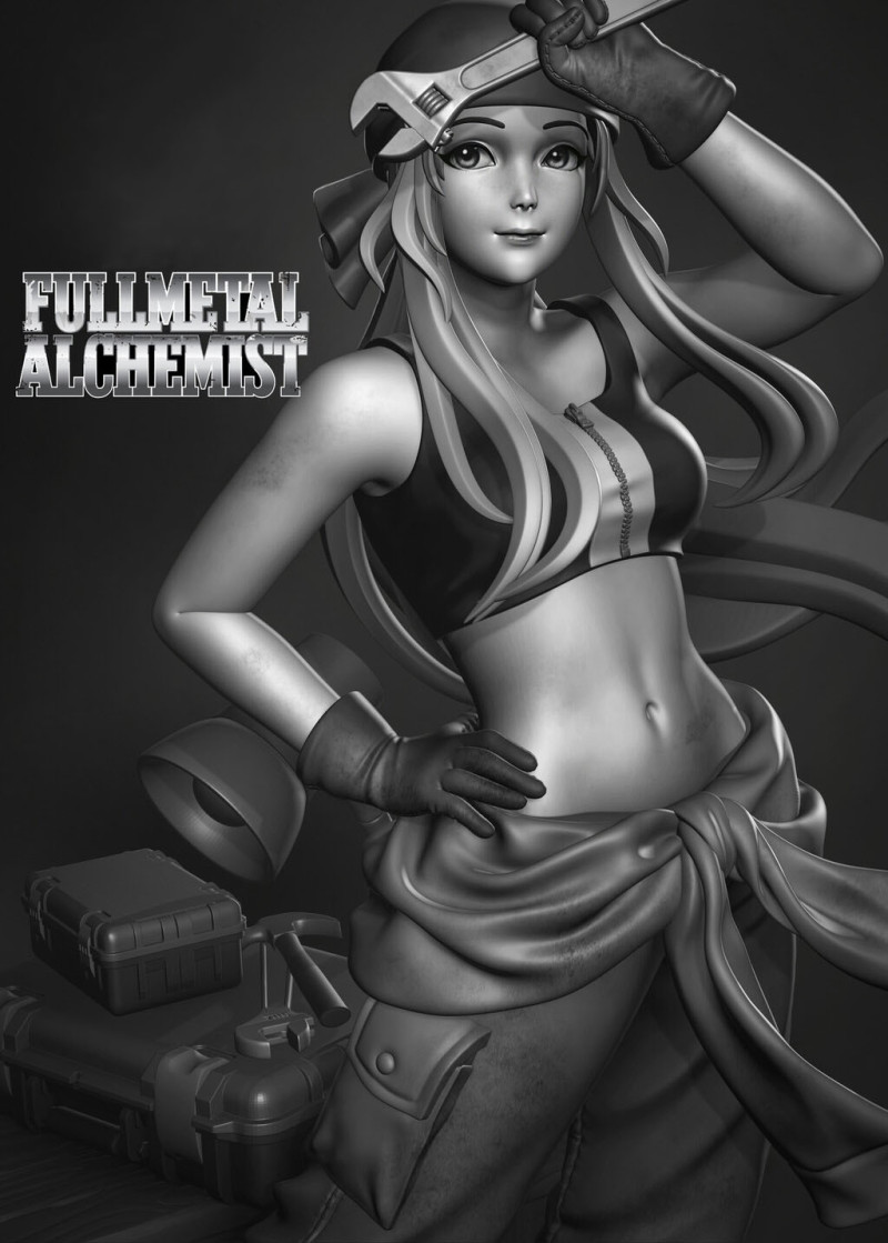 Winry Rockbell - Fullmetal Alchemist 3D Print Model .c4d .max .obj .3ds .fbx .stl .blend 