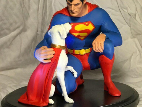 Superman und Hund Krypton 3D Druckmodell