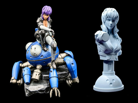 Figurine Motoko Kusanagi Modèles 3D en vedette