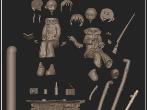 &Uacute;ltima gira de chicas: Chito y Yuuri Modelo de impresión 3D