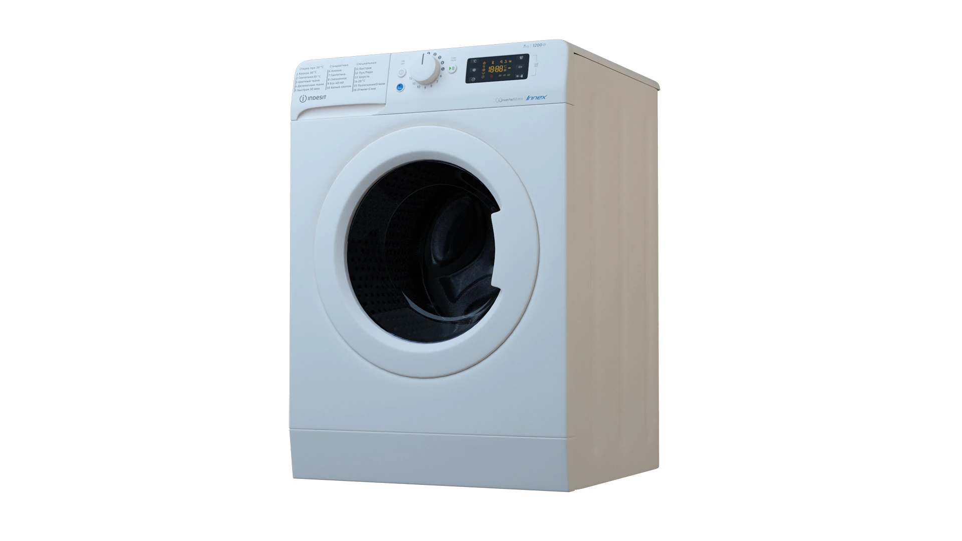 Washer Indesit 81282L 3D Model .c4d .max .obj .3ds .fbx .stl .blend 