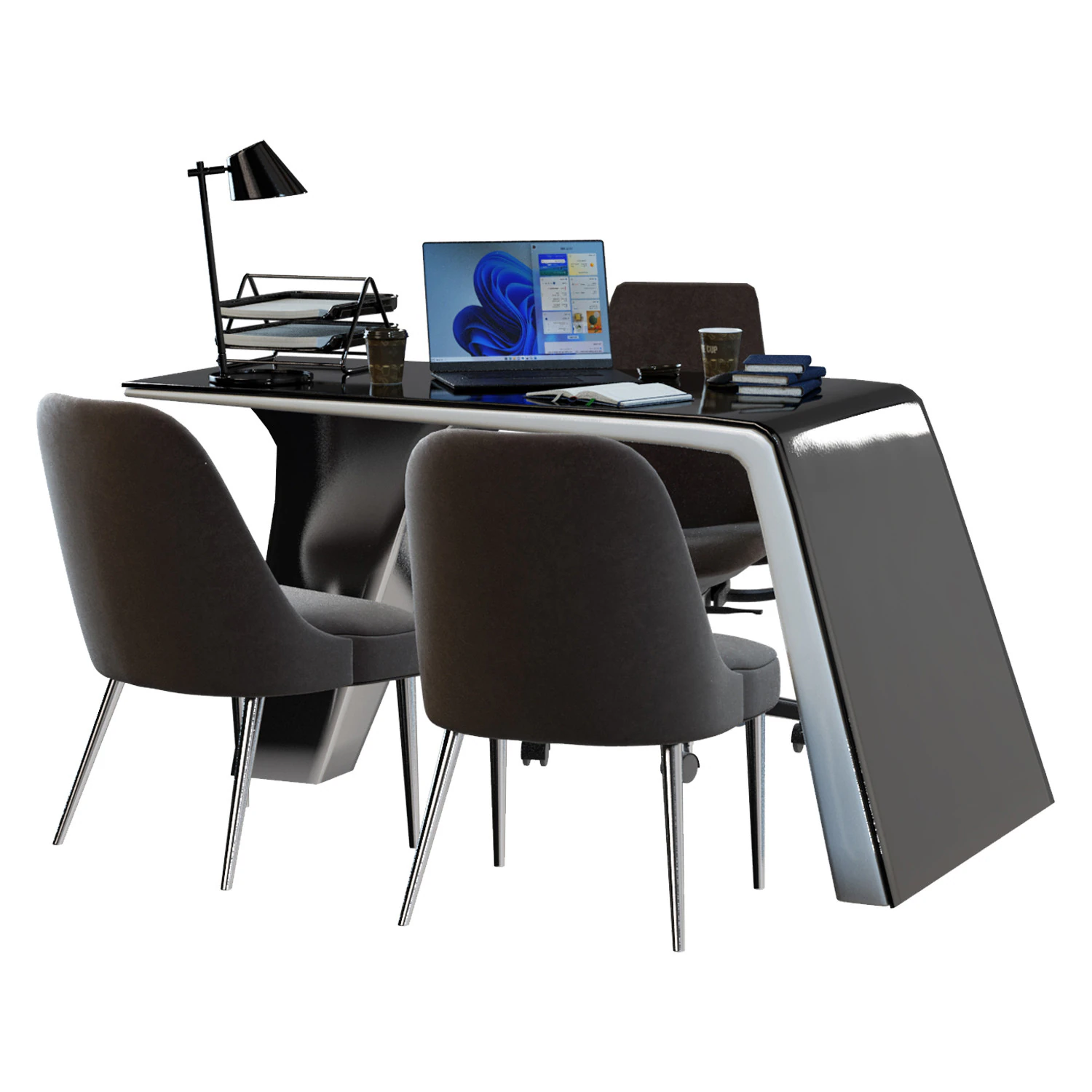 Office Desk 3D Model .c4d .max .obj .3ds .fbx .stl .blend 