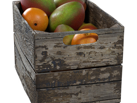 Old Wooden Crate Fruit 3D Модель
