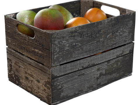 Old Wooden Crate Fruit 3D Модель