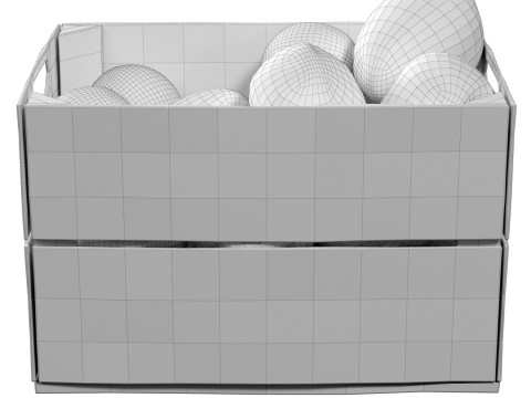 Old Wooden Crate Fruit 3D Модель