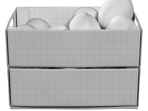 Old Wooden Crate Fruit 3D Модель