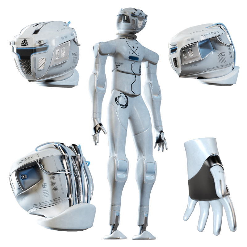 Futuristic Humanoid Robot 3D 모델 .c4d .max .obj .3ds .fbx .stl .blend