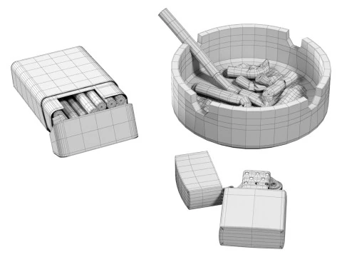 Ashtray Set 3D Model