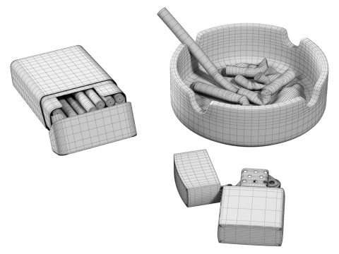 Ashtray Set Model 3D