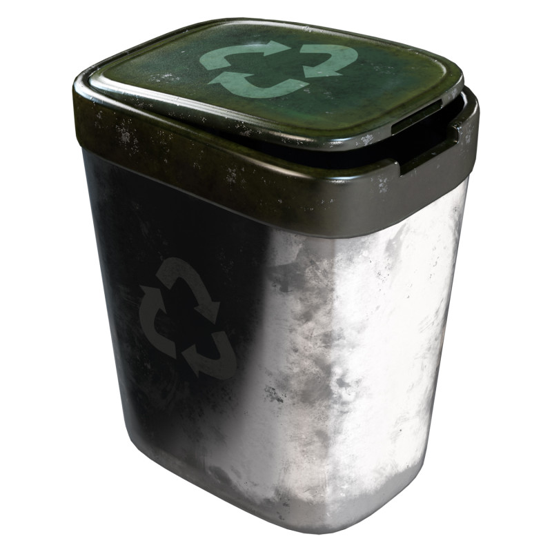 Trash Can Old 3D Model .c4d .max .obj .3ds .fbx .stl .blend
