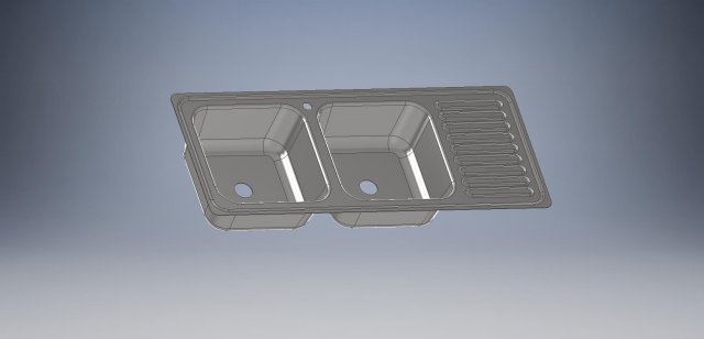 Stainless steel sink 2x40 - Autodesk Inventor 3D 3D Model .c4d .max .obj .3ds .fbx .stl .blend
