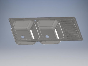 Stainless steel sink 2x40 - Autodesk Inventor 3D 3D Model