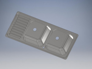 Stainless steel sink 2x40 - Autodesk Inventor 3D 3D Model