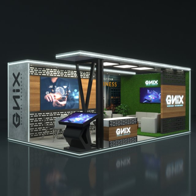Booth Exhibition Stand Stall 3D Model .c4d .max .obj .3ds .fbx .stl .blend