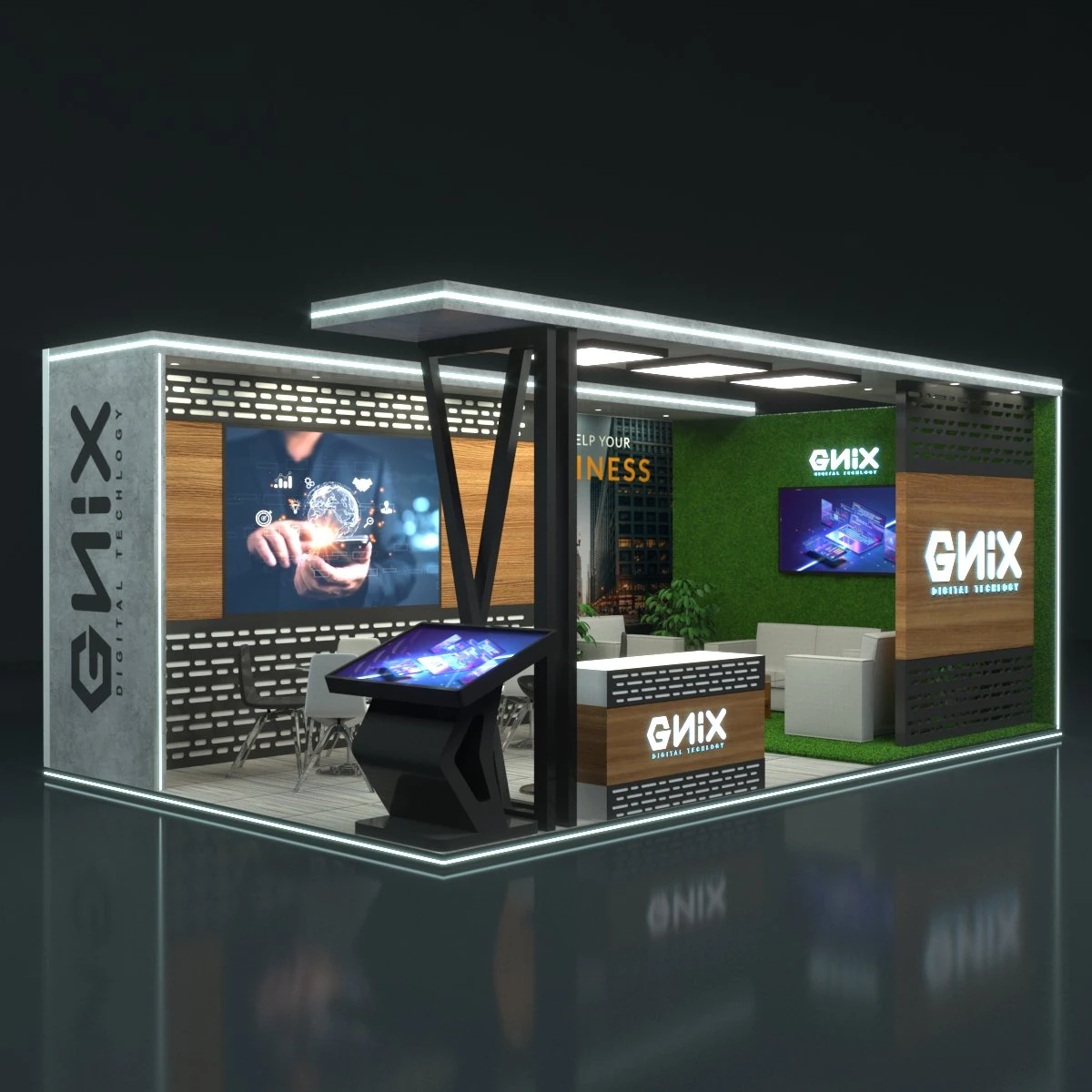 Booth Exhibition Stand Stall 3D Model .c4d .max .obj .3ds .fbx .stl .blend 