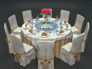 Banquet Dinner Table 3D Model