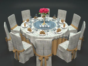 Ziyafet Yemek Masası 3D Model