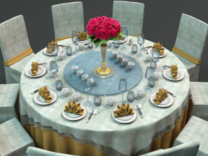 Banquet Dinner Table 3D Model