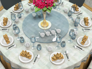 Banquet Dinner Table 3D Model