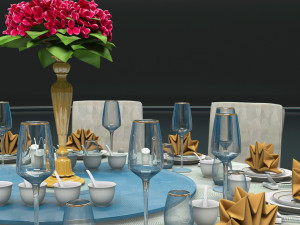Banquet Dinner Table 3D Model