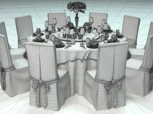 Mesa de jantar para banquete Modelo 3D