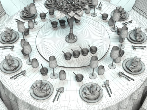 Banquet Dinner Table 3D Model